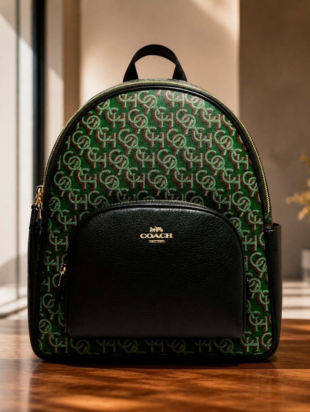 NWT C Court Backpack With Monogram Print iconic "C" and horse-and-carriage motif